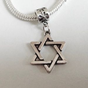“STAR of DAVID” Sterling Silver Plated Dangling Charm For Euro Bracelet/Necklace